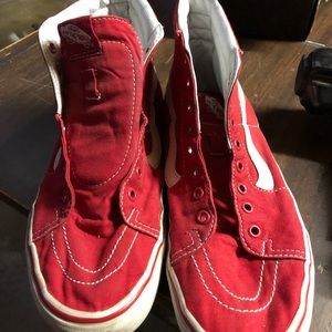 shoes/ red high top vans
